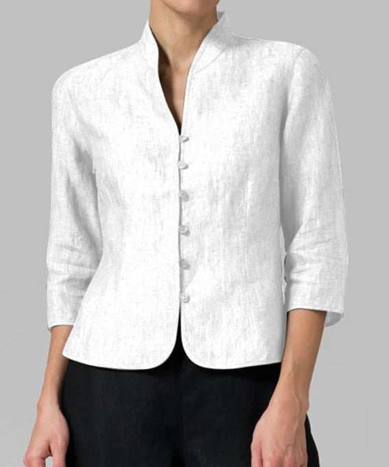Hochwertige Damen Bluse mit Stehkragen