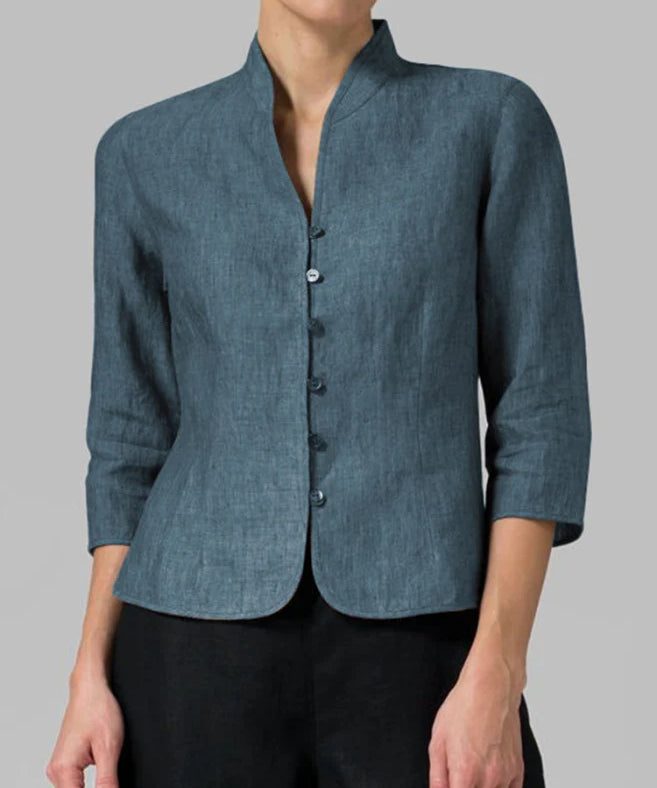 Hochwertige Damen Bluse mit Stehkragen