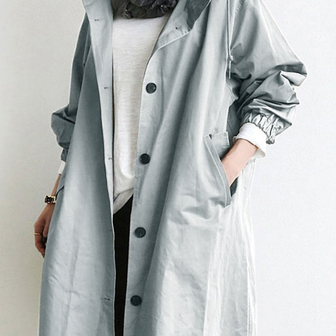 Langer Wasserdichter Trenchcoat Für Damen