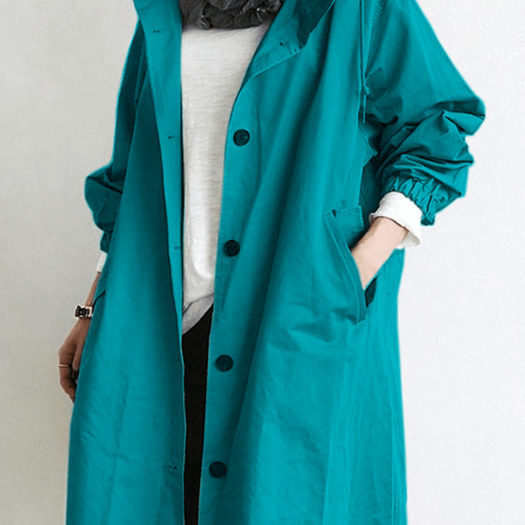 Langer Wasserdichter Trenchcoat Für Damen