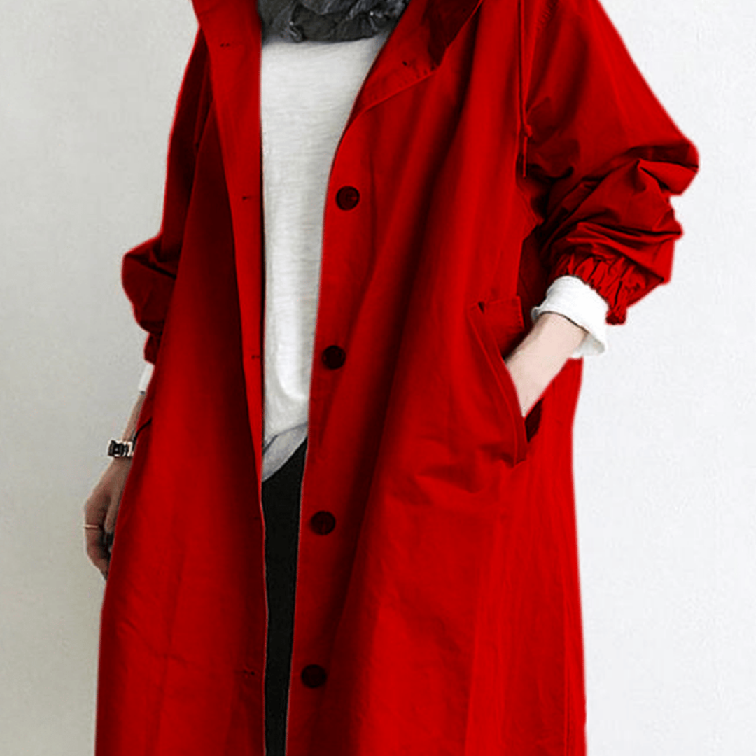 Langer Wasserdichter Trenchcoat Für Damen