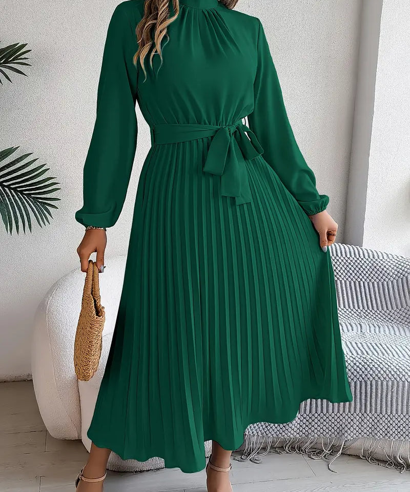 Damen Chice Falten-Midikleid mit Gürtel-Taillenbund