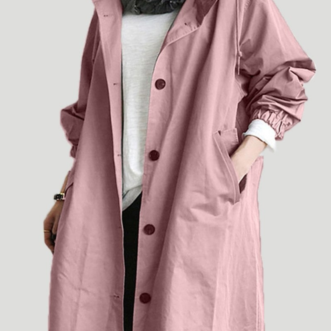 Langer Wasserdichter Trenchcoat Für Damen