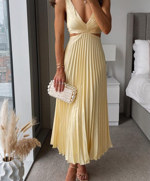 Elegantes Falten-Satin-Midikleid