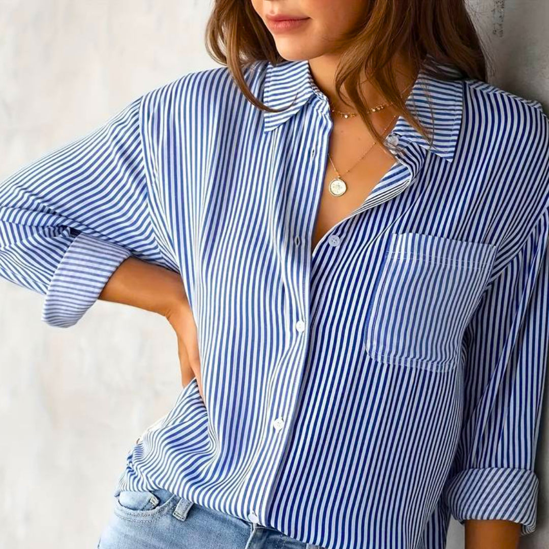 Langärmlige Gestreifte Bluse Für Damen