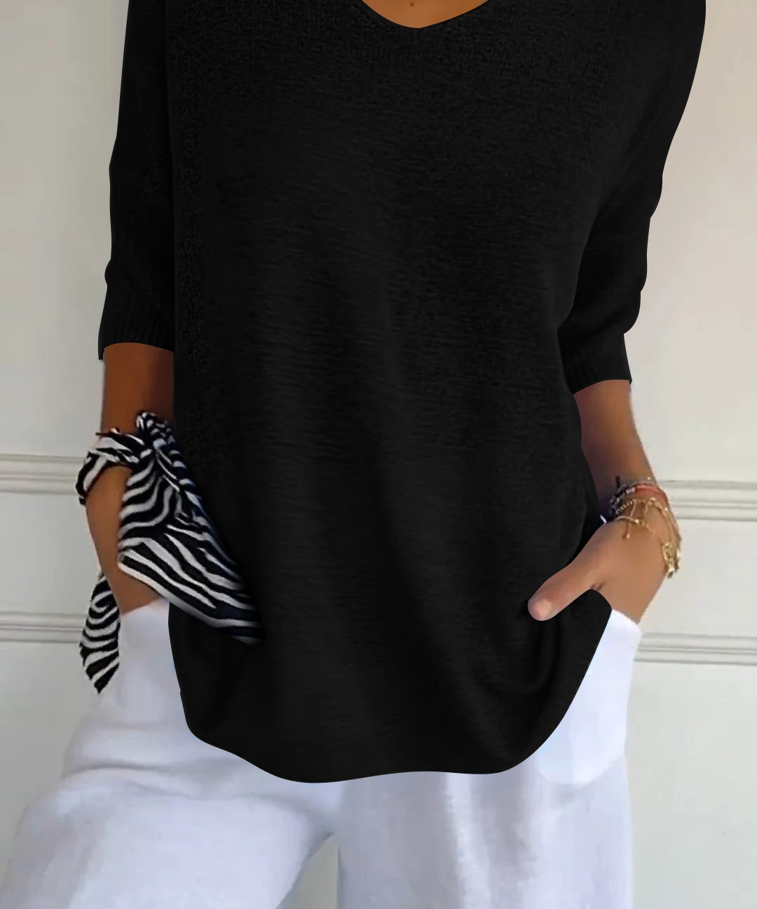 Strickpullover mit V-Ausschnitt für Damen