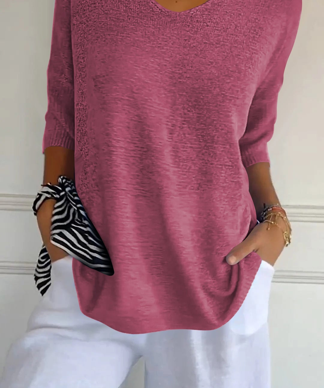Strickpullover mit V-Ausschnitt für Damen