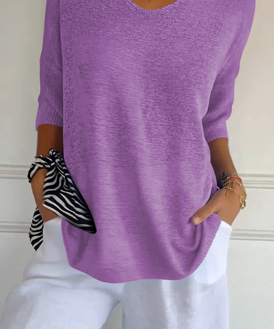 Strickpullover mit V-Ausschnitt für Damen