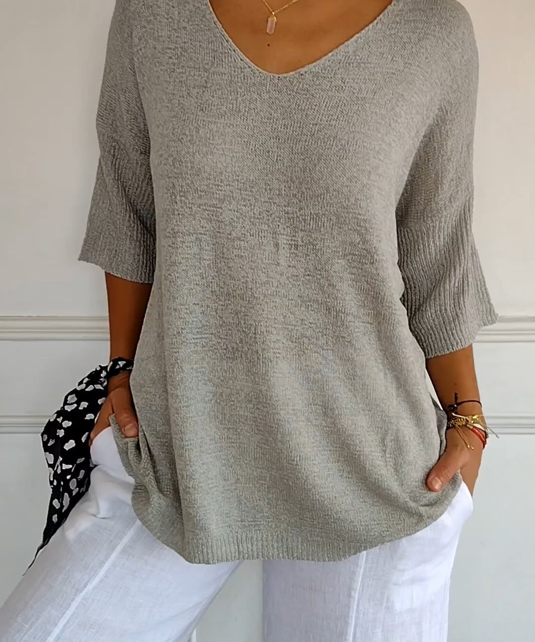 Strickpullover mit V-Ausschnitt für Damen