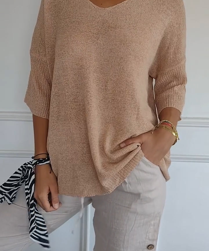 Strickpullover mit V-Ausschnitt für Damen