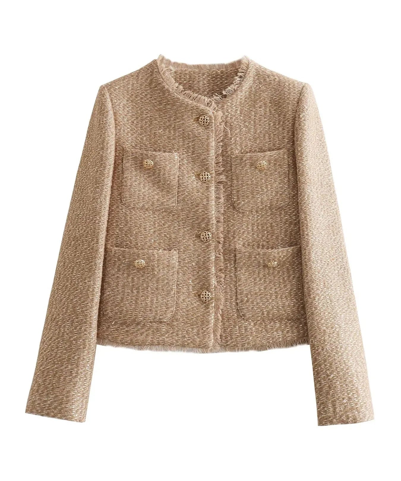 Elegante strukturierte Jacke mit zwei Brusttaschen für Frauen