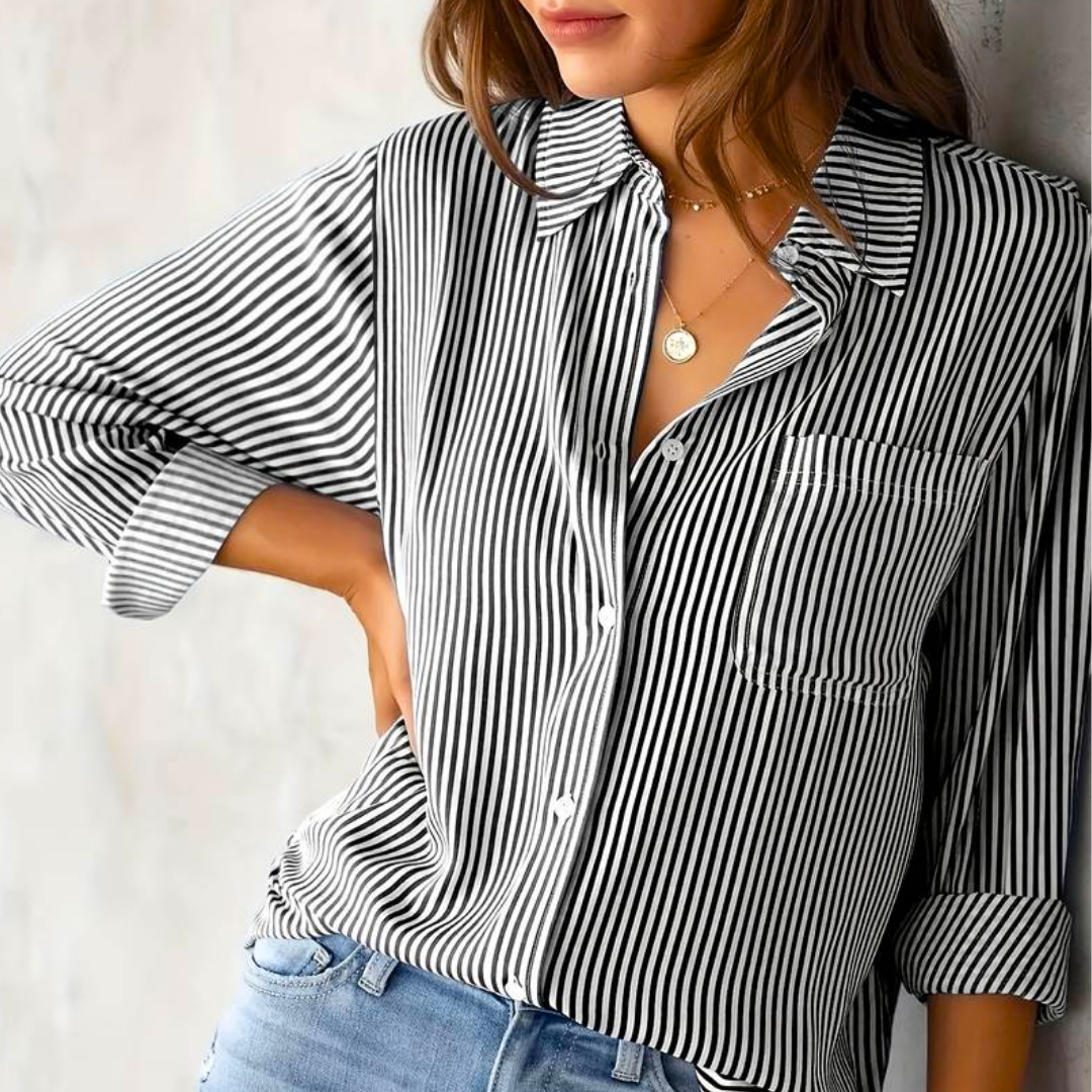 Langärmlige Gestreifte Bluse Für Damen