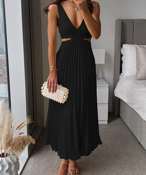 Elegantes Falten-Satin-Midikleid