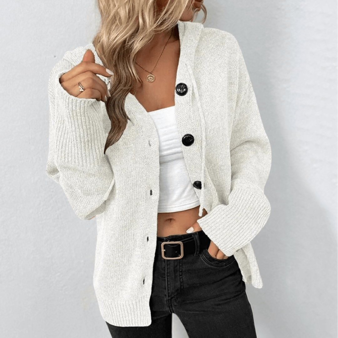 Warmer Strick-Cardigan mit Knopf für Damen