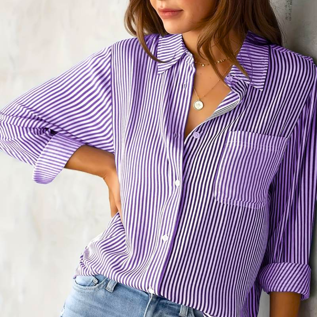 Langärmlige Gestreifte Bluse Für Damen