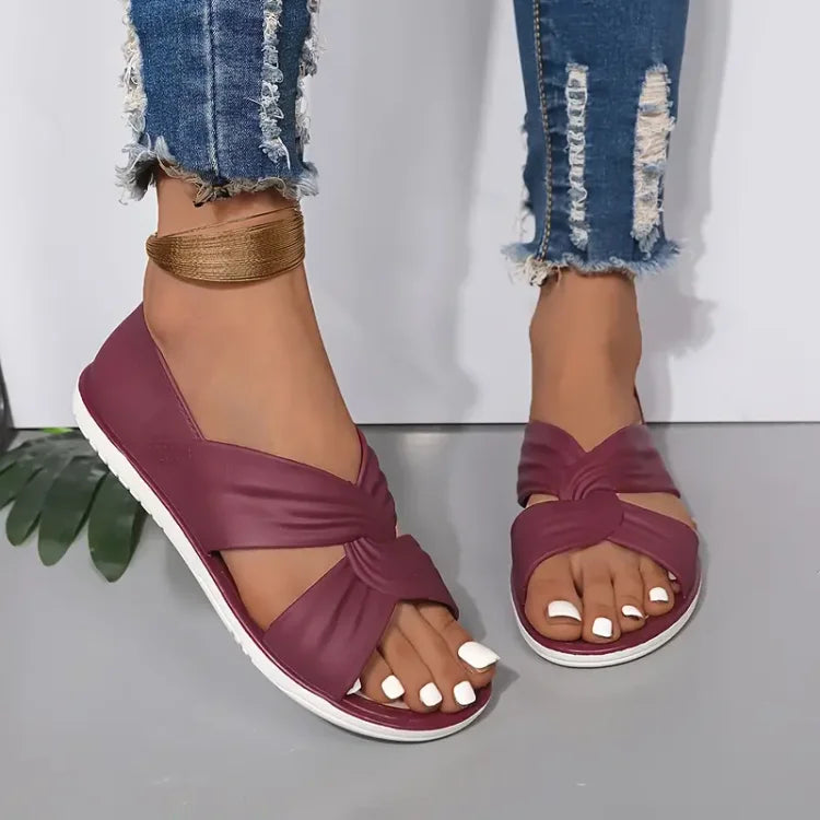 Damenturnschuhe mit bequemer Knoten-Design Schlupfsandalen mit weicher Sohle Sommer Slides