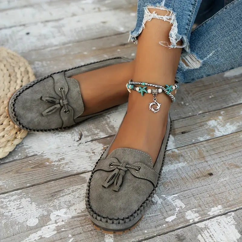 Damenschuhe Vintage Schleifen-Loafer