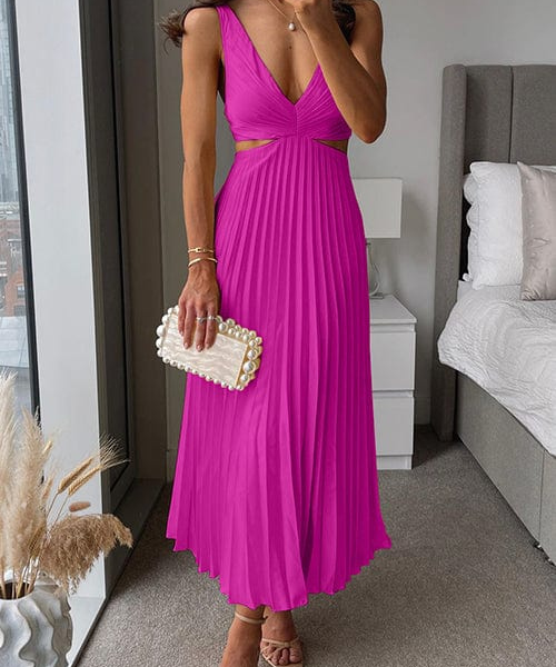 Elegantes Falten-Satin-Midikleid