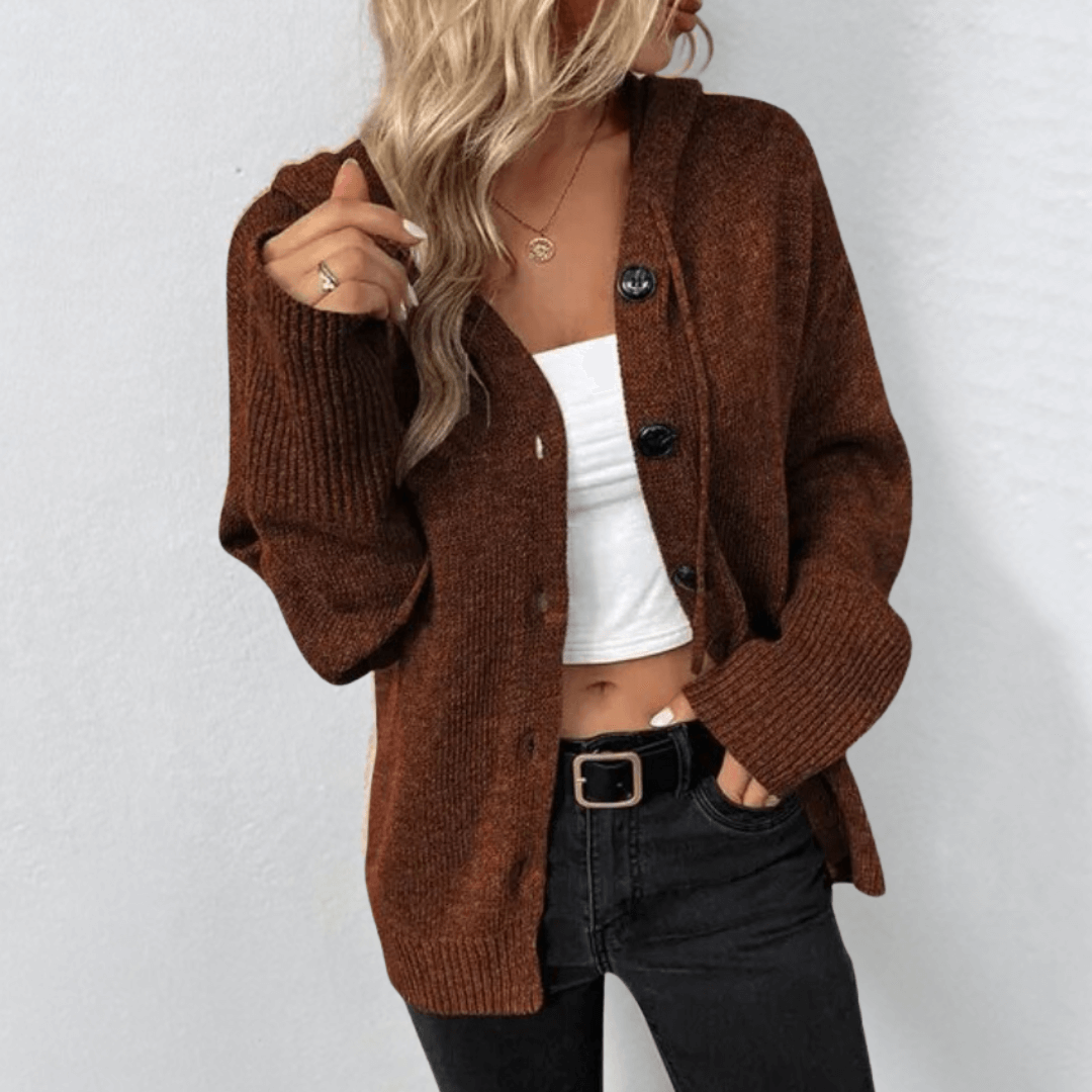 Warmer Strick-Cardigan mit Knopf für Damen