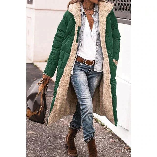 Vielseitige lange Pufferjacke mit Kapuze für stilvollen Komfort