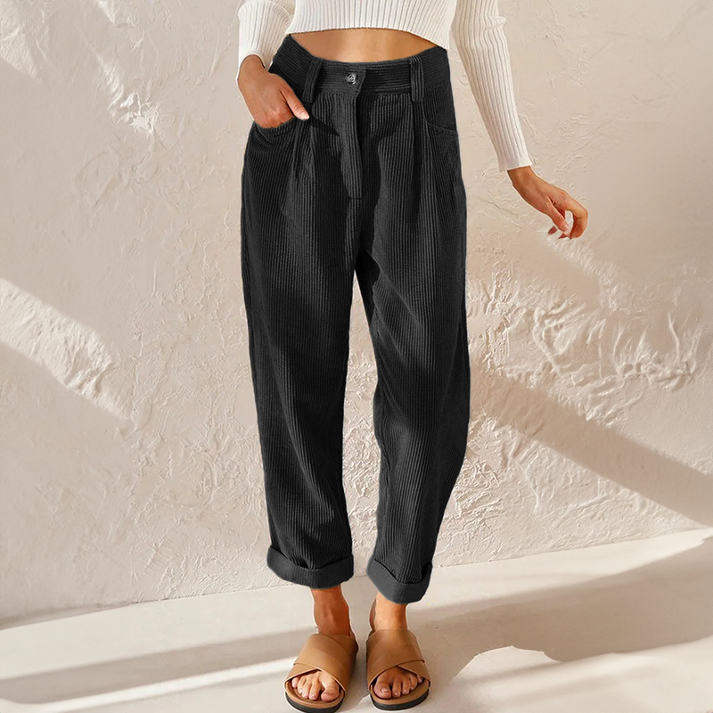 Stoffhose Damen in Lockere Passform aus Hochwertigem Cord