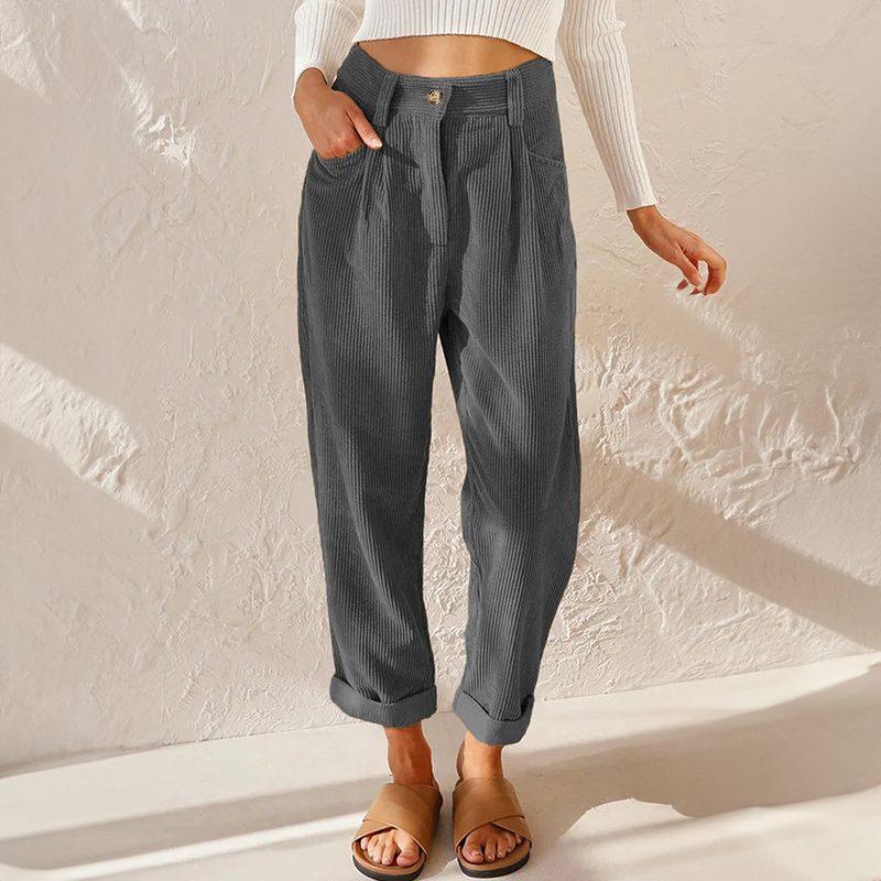 Stoffhose Damen in Lockere Passform aus Hochwertigem Cord