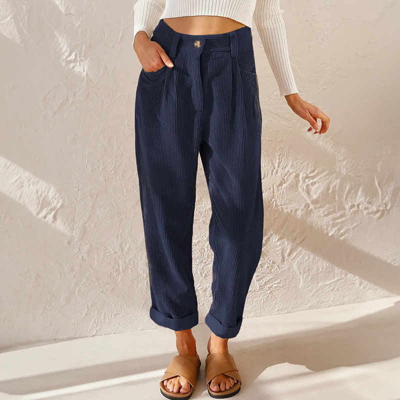 Stoffhose Damen in Lockere Passform aus Hochwertigem Cord
