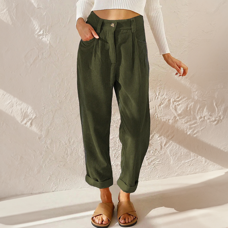 Stoffhose Damen in Lockere Passform aus Hochwertigem Cord