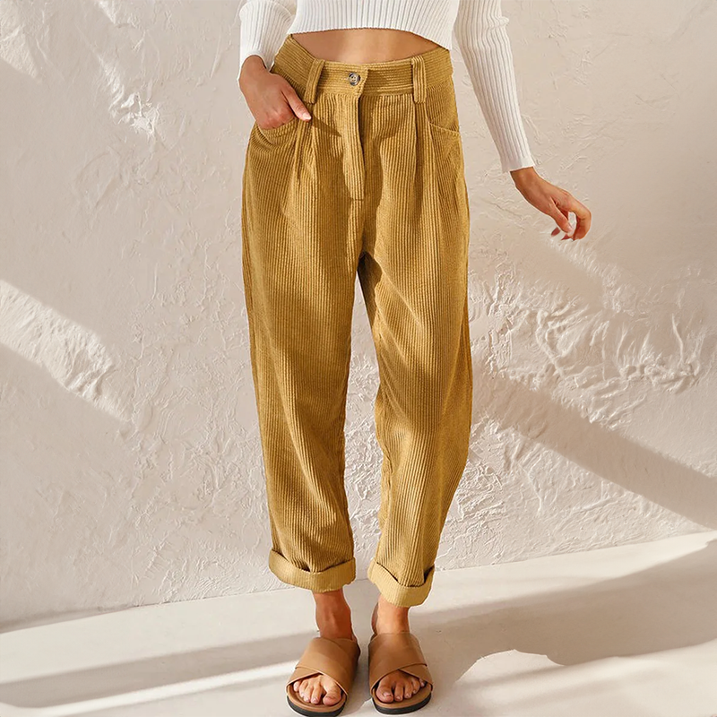 Stoffhose Damen in Lockere Passform aus Hochwertigem Cord