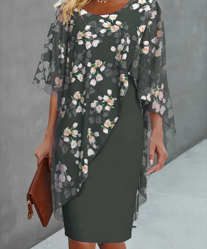 Elegantes Damenkleid mit floralem Chiffon-Design für stilvolle Auftritte