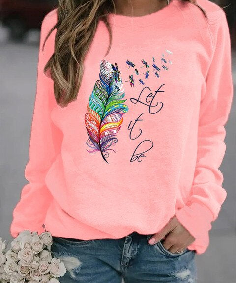 Komfortabler Damen Pullover mit Feder Motiv
