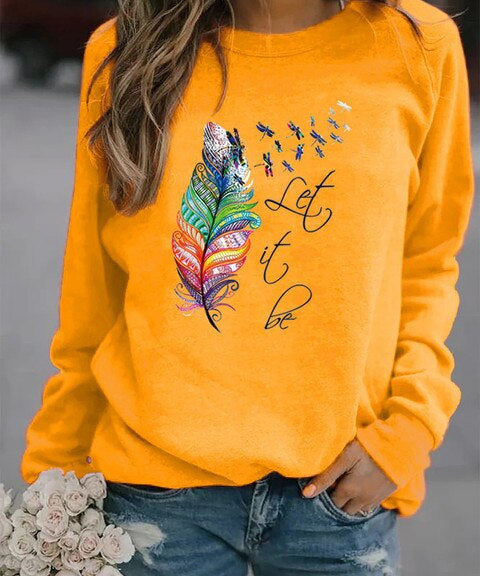 Komfortabler Damen Pullover mit Feder Motiv