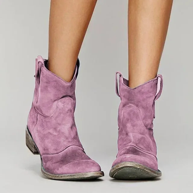Elegante Damen Western Stiefeletten aus hochwertigem Leder im angesagten Vintage-Design