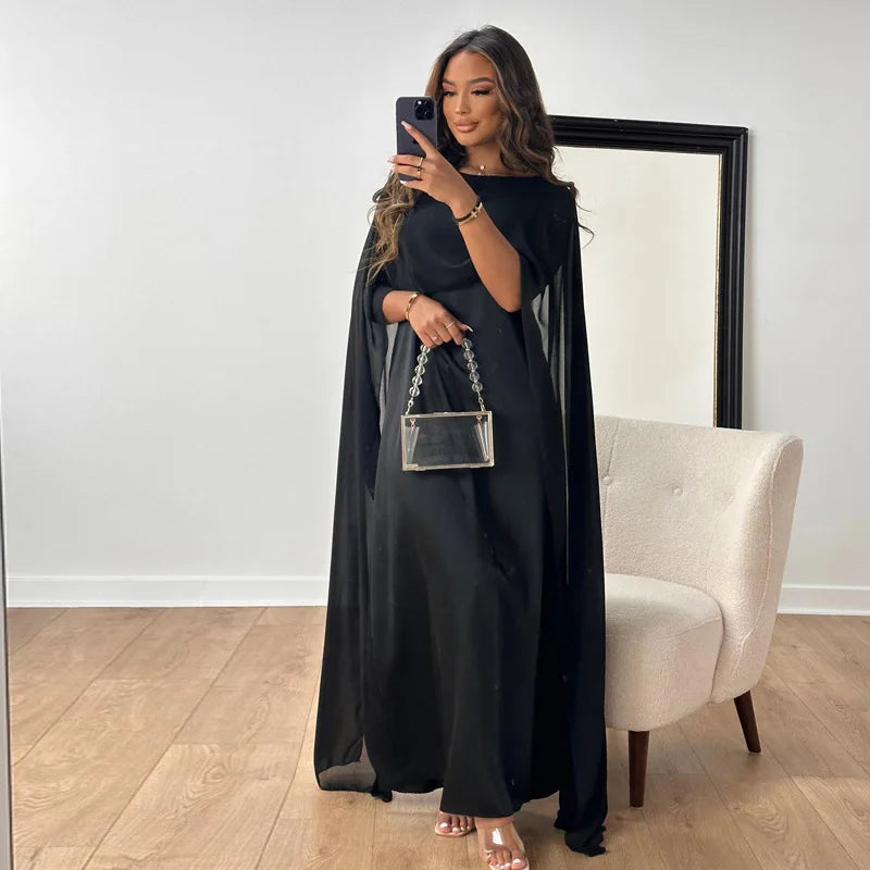 Elegantes Damenkleid Mit Cape Ärmeln