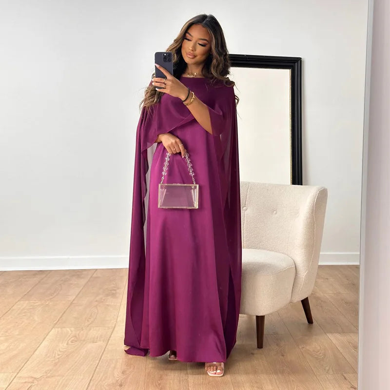 Elegantes Damenkleid Mit Cape Ärmeln