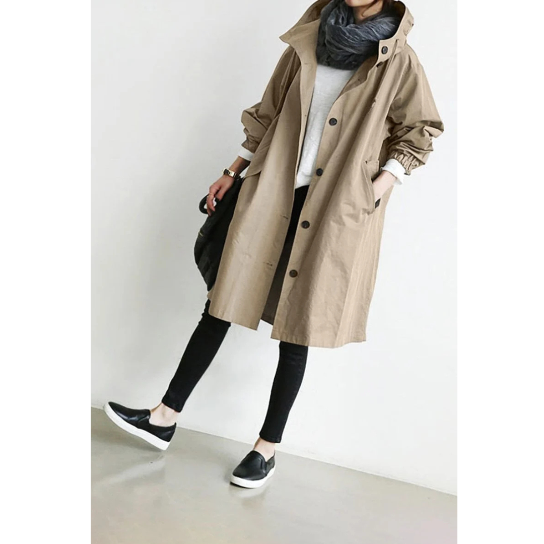 Langer Wasserdichter Trenchcoat Für Damen