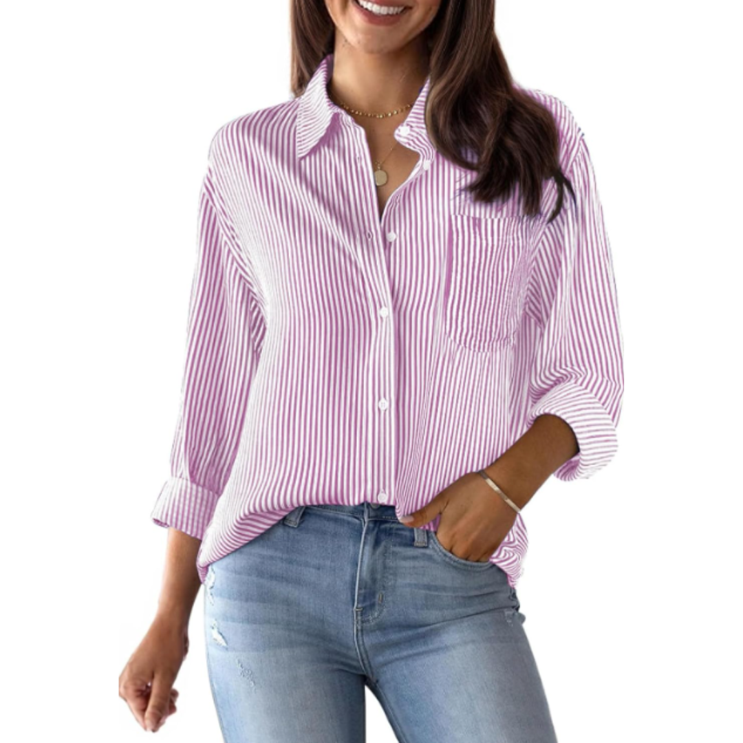 Langärmlige Gestreifte Bluse Für Damen