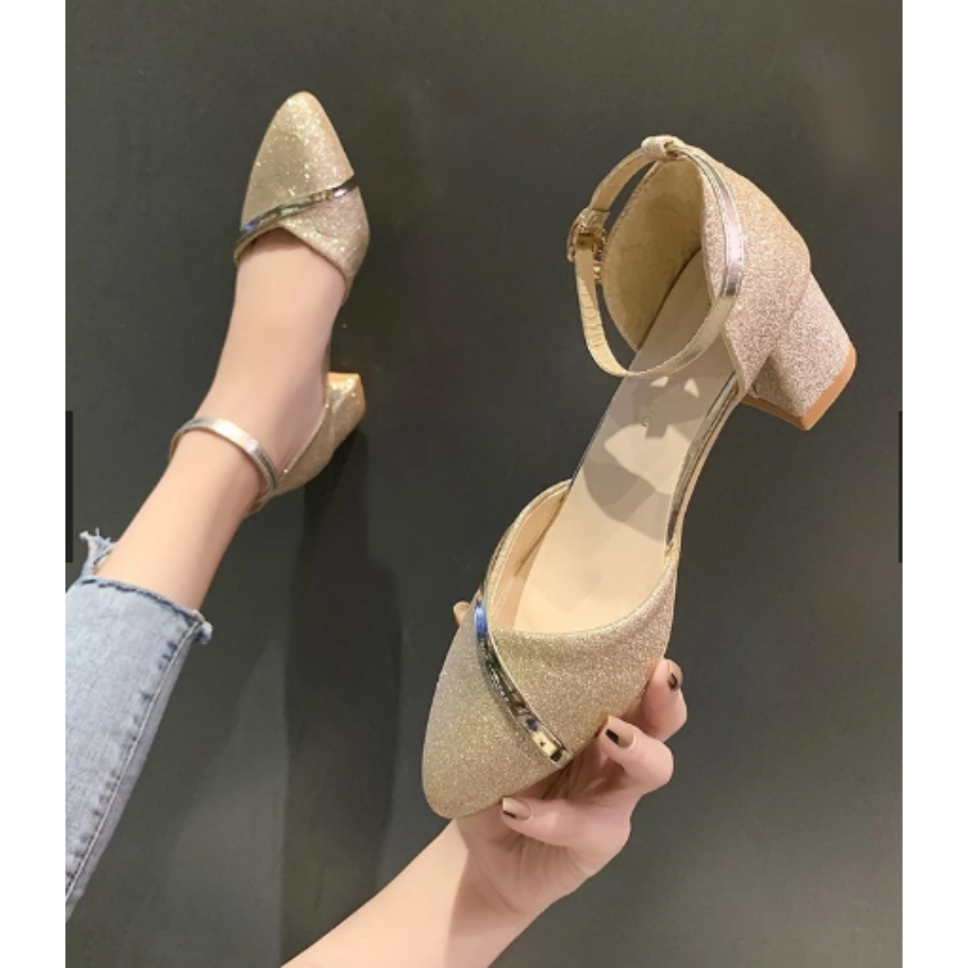 Elegante Damen-Blockabsatz-Sandalen mit Knöchelriemen