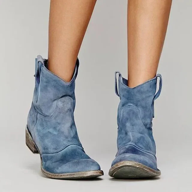 Elegante Damen Western Stiefeletten aus hochwertigem Leder im angesagten Vintage-Design