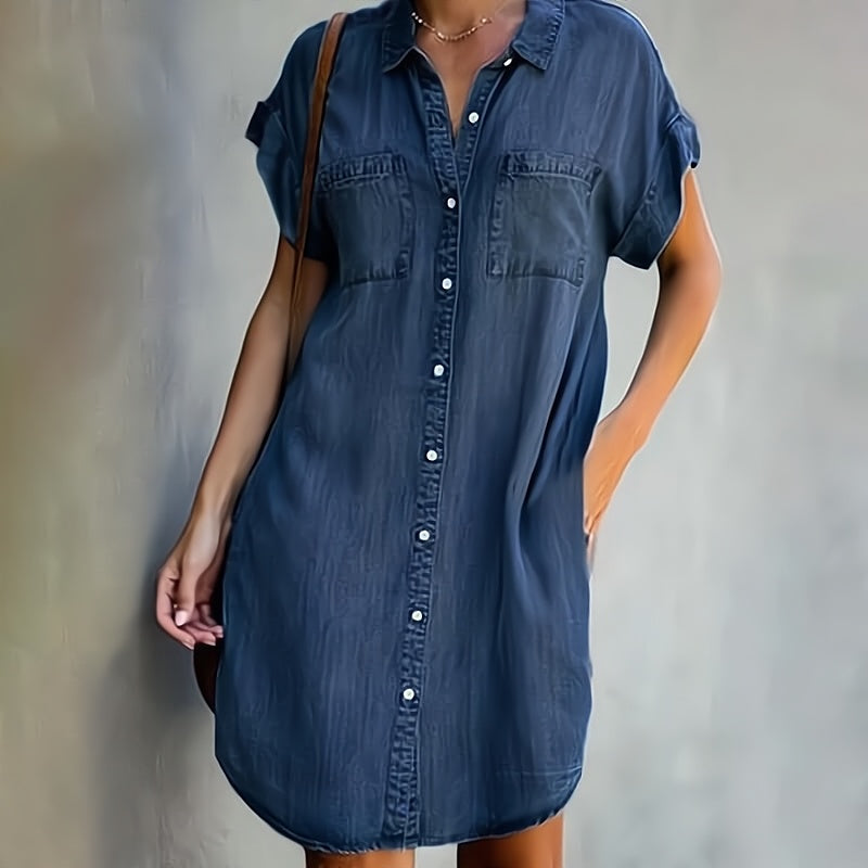 Stilvolles Damen-Hemdkleid mit Knopfleiste
