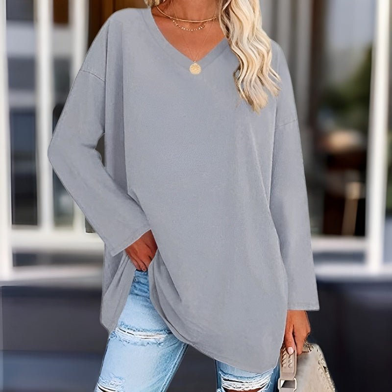 Stylisches Langarmshirt mit V-Ausschnitt – Komfort und Trend im perfekten Look