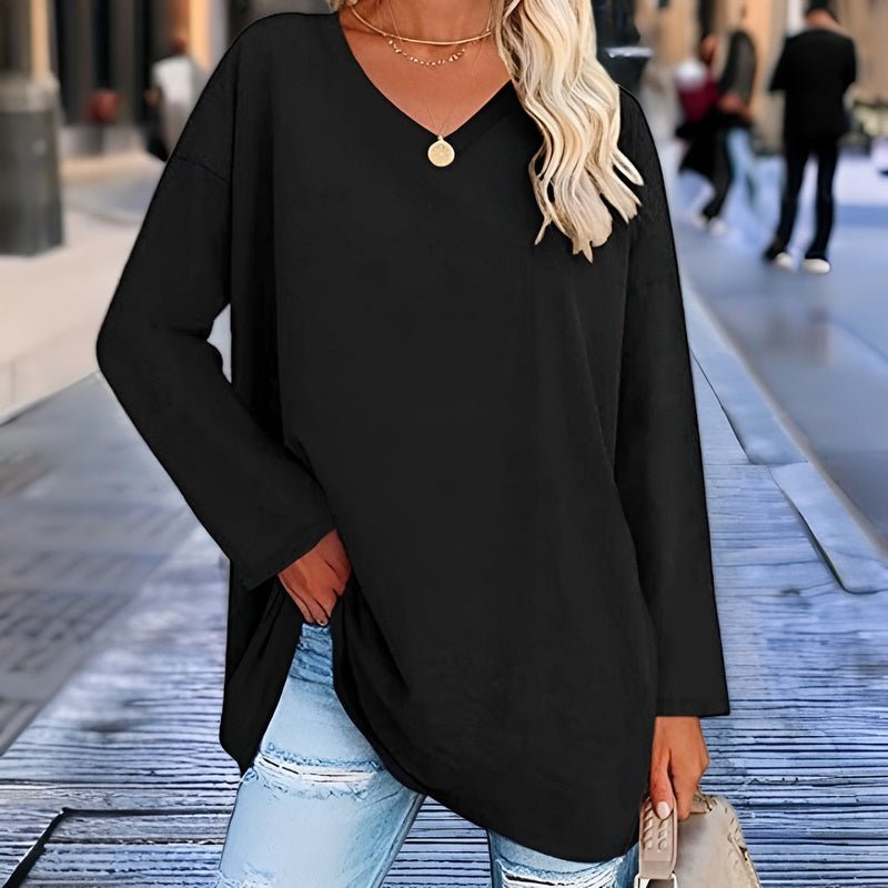 Stylisches Langarmshirt mit V-Ausschnitt – Komfort und Trend im perfekten Look