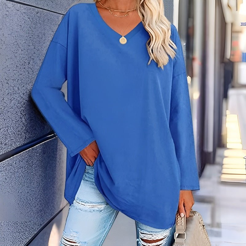 Stylisches Langarmshirt mit V-Ausschnitt – Komfort und Trend im perfekten Look