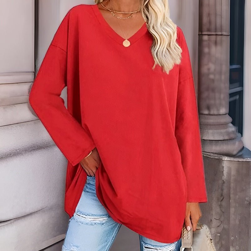 Stylisches Langarmshirt mit V-Ausschnitt – Komfort und Trend im perfekten Look