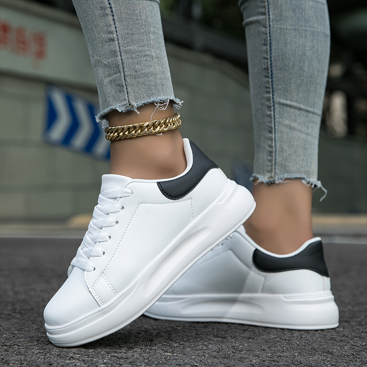 Damen Weiße Leder Sneaker – Casual Minimalistische Schuhe