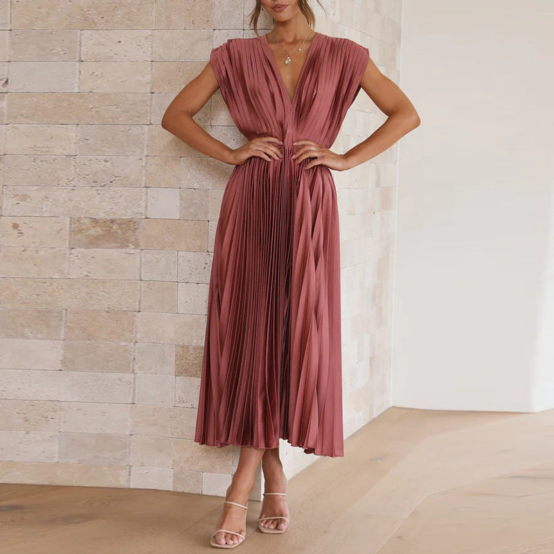 Elegantes Damen V-Ausschnitt Kleid ohne Ärmel – Stilvoll und bequem für jeden Anlass