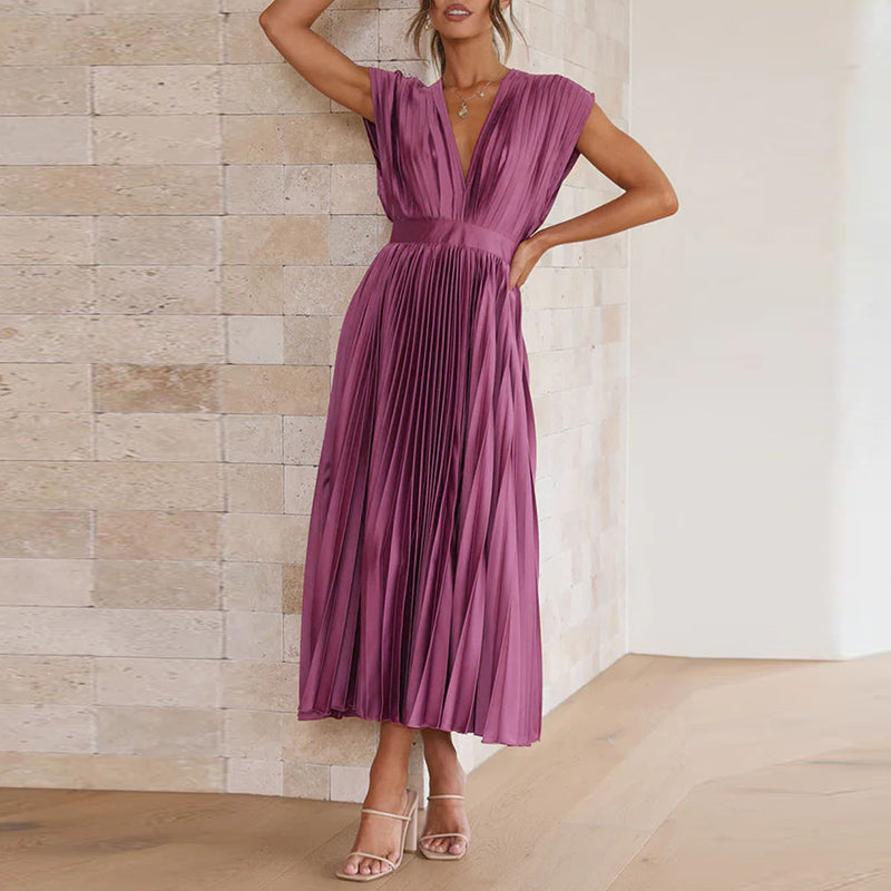 Elegantes Damen V-Ausschnitt Kleid ohne Ärmel – Stilvoll und bequem für jeden Anlass
