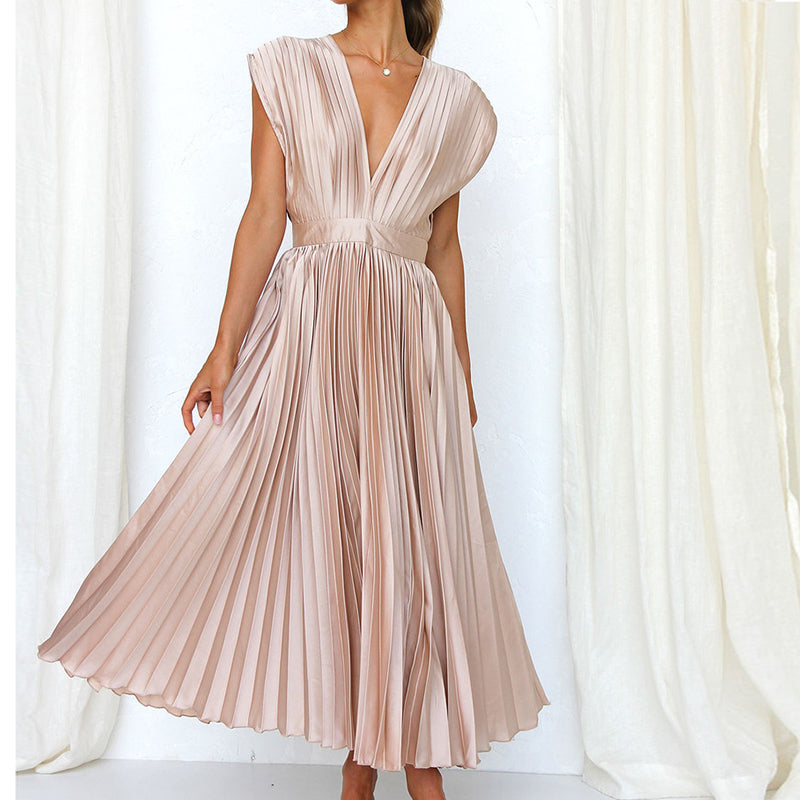 Elegantes Damen V-Ausschnitt Kleid ohne Ärmel – Stilvoll und bequem für jeden Anlass