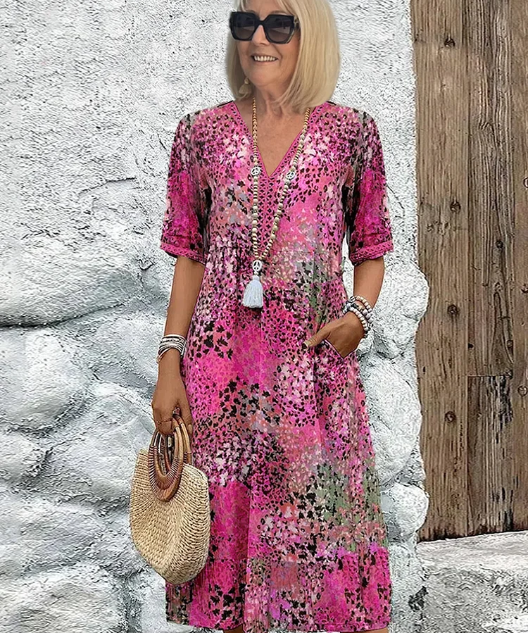 Elegantes Damenkleid mit V-Ausschnitt für einen stilvollen Look