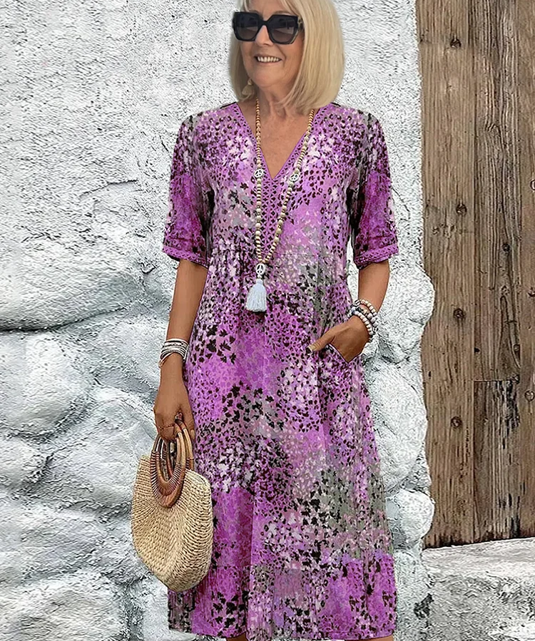 Elegantes Damenkleid mit V-Ausschnitt für einen stilvollen Look